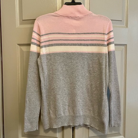St. John’s Bay Pink, Grey, and a White Mock Neck Sweater - Picture 2 of 8